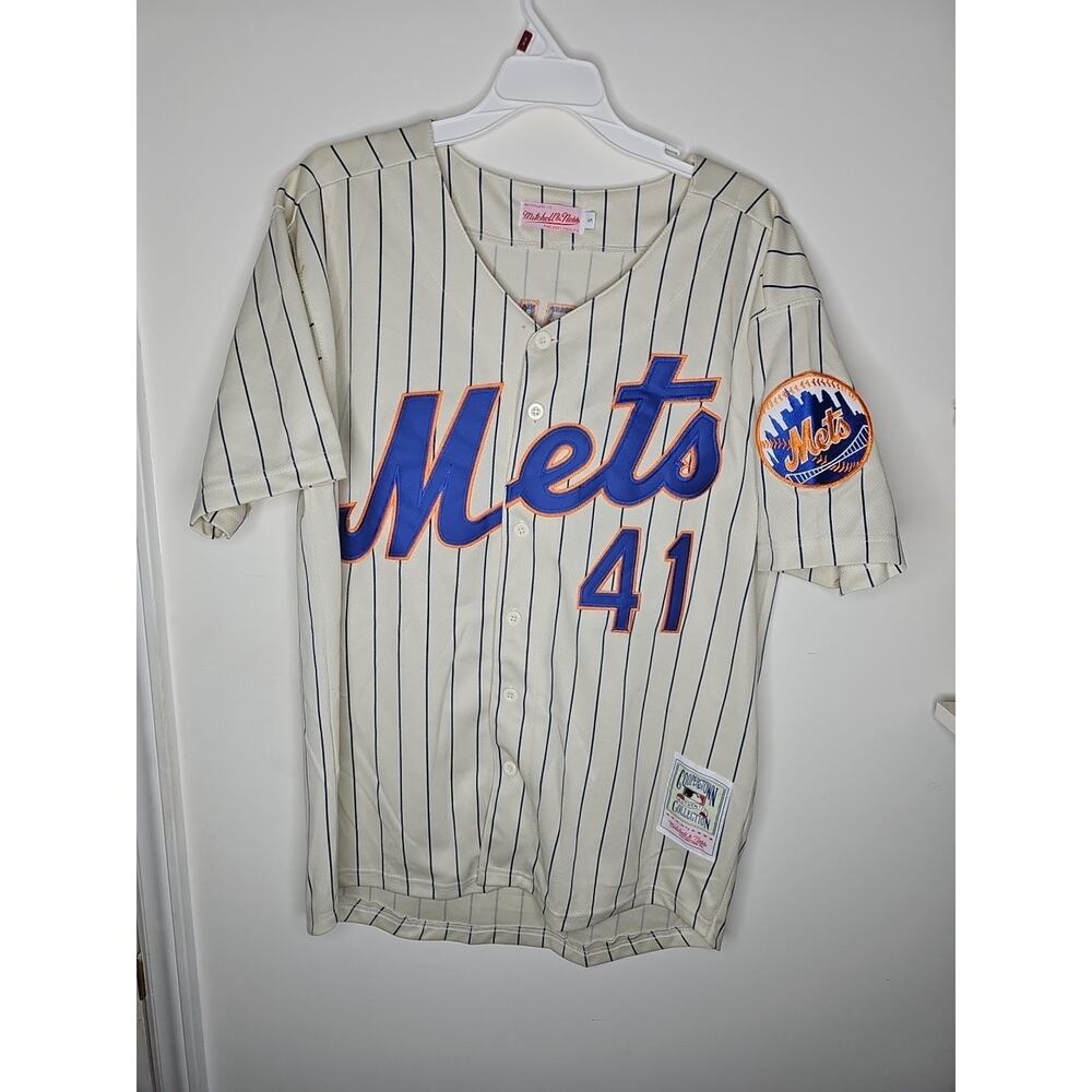 Tom Seaver New York Mets 1969 Cream Authentic Jersey Mitchell & Ness Size Small